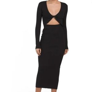 Twist front cutout sweater dress